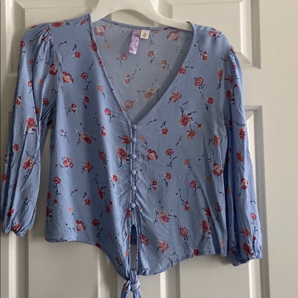 Blue floral tie top